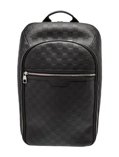 Pre-owned Louis Vuitton Damier Infini Michael Backpack Nv2 In Black