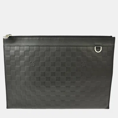 Pre-owned Louis Vuitton Damier Infini Pochette Discovery Clutch Bag In Black