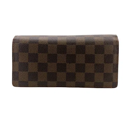 Pre-owned Louis Vuitton Damier Leather Long Wallet (bi-fold) () In Brown