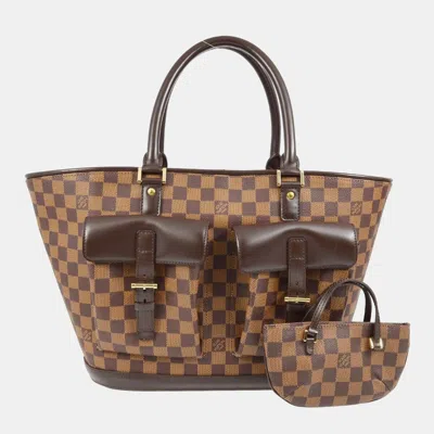 Pre-owned Louis Vuitton Damier Manosque Gm Tote Bag In Brown