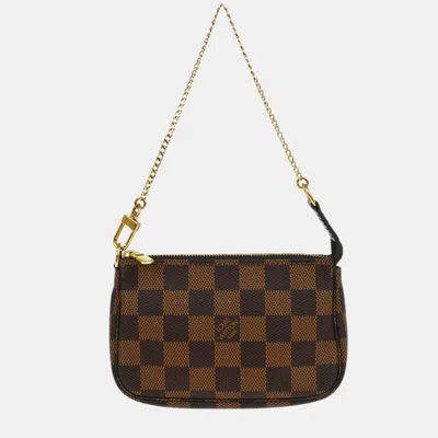 Pre-owned Louis Vuitton Damier Mini Pochette Accessoires Handbag In Brown