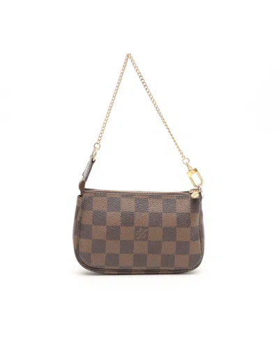 Pre-owned Louis Vuitton Damier Mini Pochette Accessories Bag In Brown
