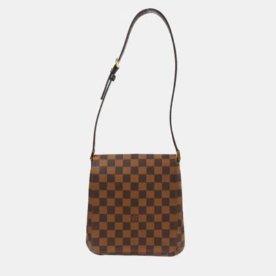 Pre-owned Louis Vuitton Damier Musette Salsa Short Shoulder Bag In Brown