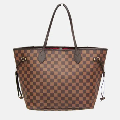 Pre-owned Louis Vuitton Damier Neverfull Mm Tote Bag Brown
