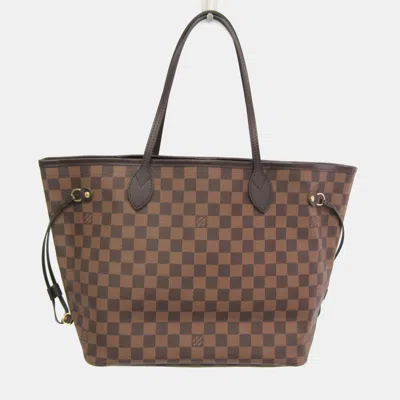 Pre-owned Louis Vuitton Damier Neverfull Mm Tote Bag Ebene In Brown