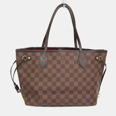 Pre-owned Louis Vuitton Damier Neverfull Pm Tote Bag Ebene In Brown