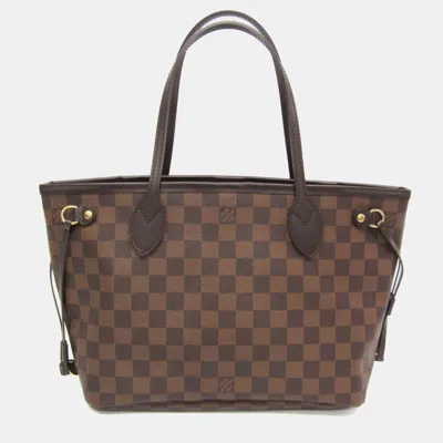 Pre-owned Louis Vuitton Damier Neverfull Pm Tote Bag Ebene In Brown