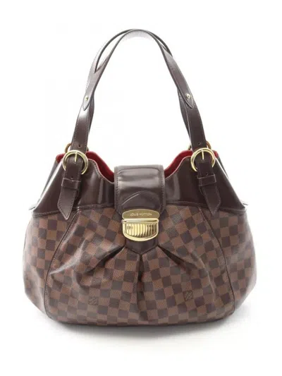 Pre-owned Louis Vuitton Damier-pattern Pleated Tote Bag In Brown