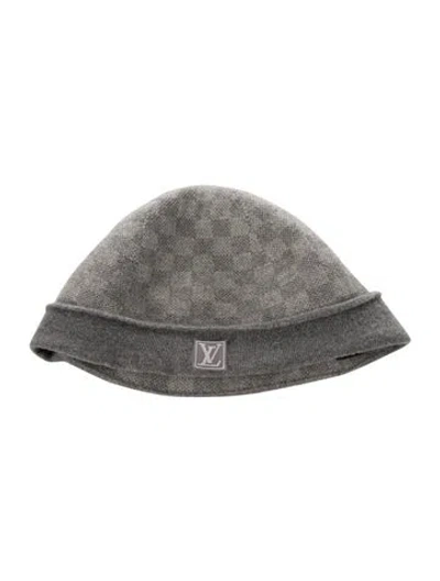 Pre-owned Louis Vuitton Damier Petit Wool Beanie In Gray