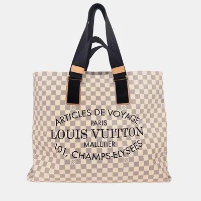 Pre-owned Louis Vuitton Damier Plein Soleil Cabas Gm Tote Handbag In Gray