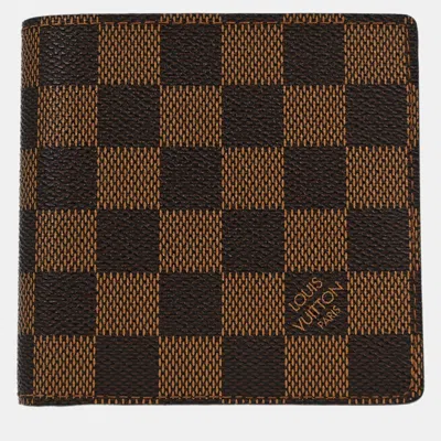 Pre-owned Louis Vuitton Damier Portefeuille Marco Wallet Purse In Brown