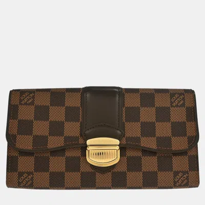 Pre-owned Louis Vuitton Damier Portefeuille Sistina Wallet In Brown