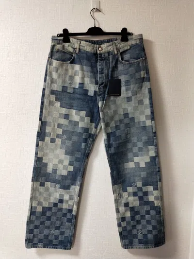 Pre-owned Louis Vuitton Damier Print Skate Denim Jeans In Indigo