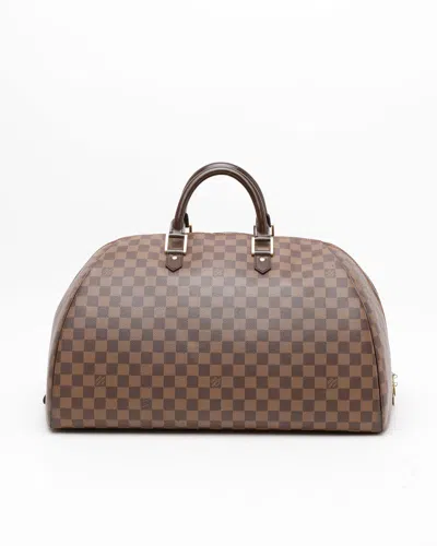 Pre-owned Louis Vuitton Damier Ribera Gm Weekend Bag In Brown