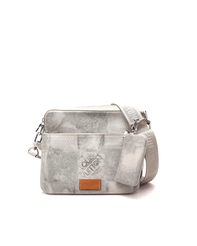 Pre-owned Louis Vuitton Damier Salt Stone Grey Trio Messenger Bag In Gray
