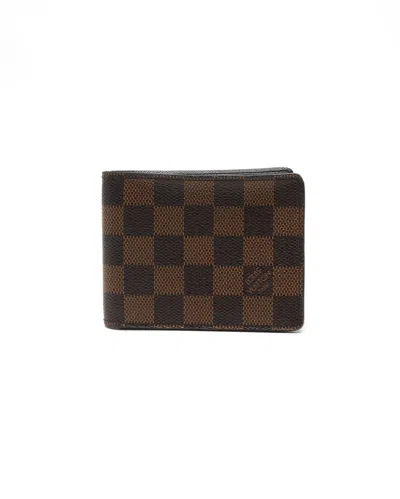 Pre-owned Louis Vuitton Damier Slender Wallet In Brown