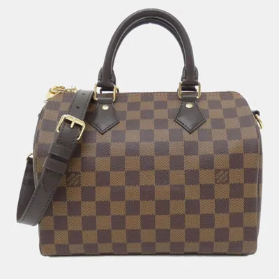 Pre-owned Louis Vuitton Damier Speedy Bandouliere 25 Boston Bag In Brown