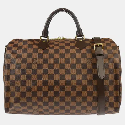 Pre-owned Louis Vuitton Damier Speedy Bandouliere 35 Handbag In Brown