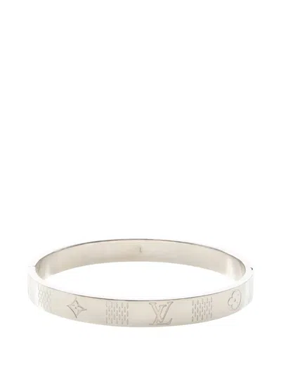 Pre-owned Louis Vuitton Damier Staple Bangle In Silver