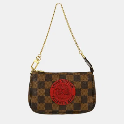 Pre-owned Louis Vuitton Brown Damier Ebene Canvas Mini Pochette Accessoires Shoulder Bag