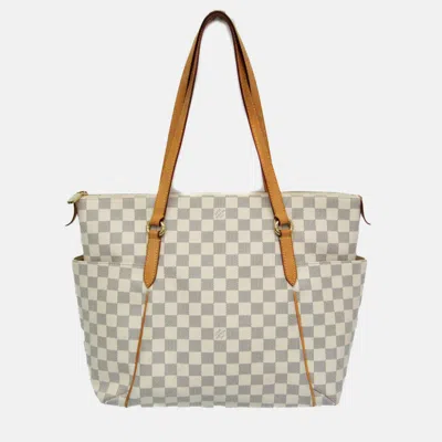 Pre-owned Louis Vuitton Damier Tote Bag Azur In White