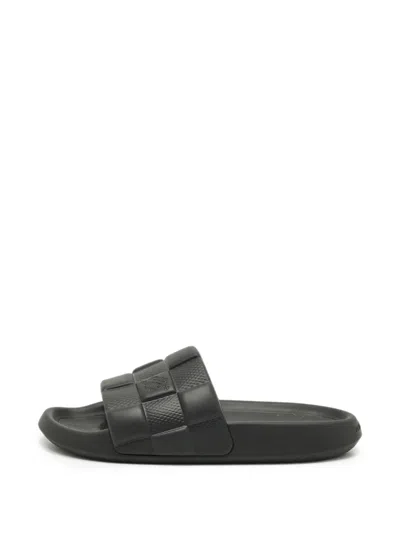 Pre-owned Louis Vuitton Damier Waterfront Slides In Black