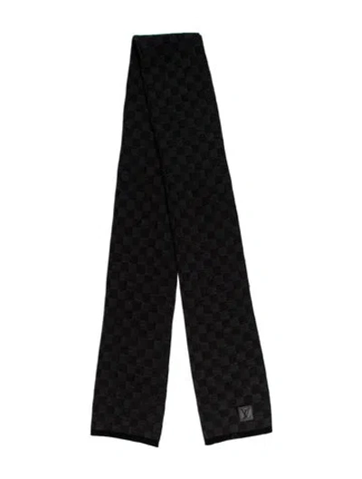 Pre-owned Louis Vuitton Damier Wool Scarf In Gray