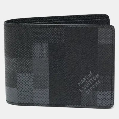 Pre-owned Louis Vuitton Damoflage Canvas Slender Wallet In Black