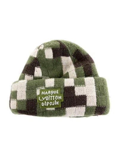 Pre-owned Louis Vuitton Damoflage Knit Beanie In Green