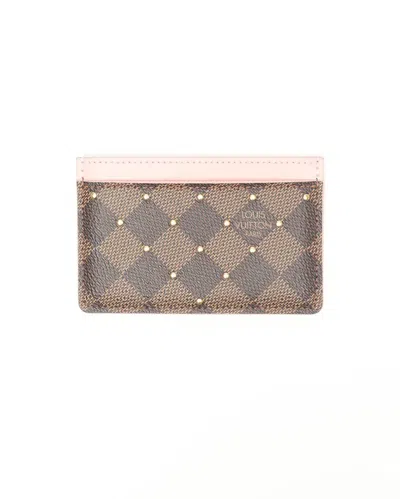 Pre-owned Louis Vuitton Damtier Ebene Studded Rose Ballerina Card Holder In Multi