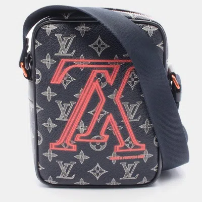 Pre-owned Louis Vuitton Danube Pm Upside Down Shoulder Bag Monogram Ink Navy Red In Blue