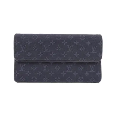 Pre-owned Louis Vuitton Dark Blue Canvas Long Wallet (tri-fold) ()