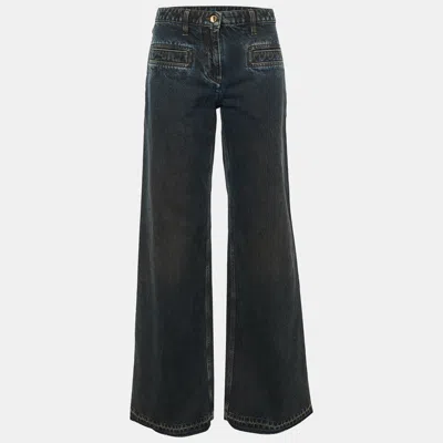 Pre-owned Louis Vuitton Dark Blue Denim Flared Jeans M/waist 30"