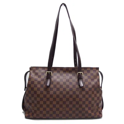 Pre-owned Louis Vuitton Dark Brown Damier Canvas Leather Shoulder Bag Tote Bag ()