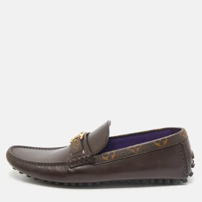 Pre-owned Louis Vuitton Dark Brown Leather Hockenheim Slip On Loafers Size 43.5
