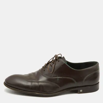 Pre-owned Louis Vuitton Dark Brown Leather Lace Up Oxfords Size 42.5
