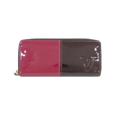 Pre-owned Louis Vuitton Dark Brown Magenta Pink Leather Long Wallet (bi-fold) ()
