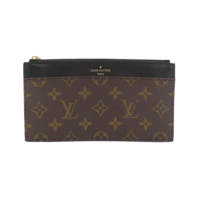 Pre-owned Louis Vuitton Dark Brown Marron Coated Canvas Long Bill Wallet (bi-fold) ()
