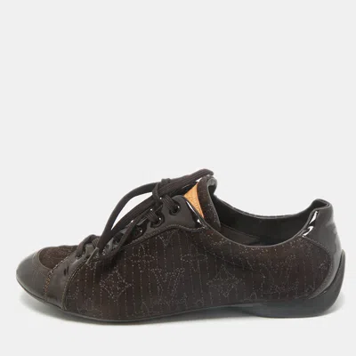 Pre-owned Louis Vuitton Dark Brown Suede And Patent Leather Low Top Sneakers Size 39