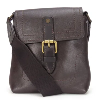 Pre-owned Louis Vuitton Dark Brown Utah Leather Pochette Shoulder Bag ()