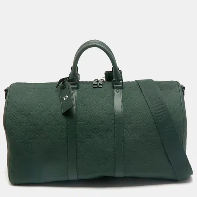 Pre-owned Louis Vuitton Dark Green Monogrami Taurillon Leather Keepall Bandouliere 50 Bag