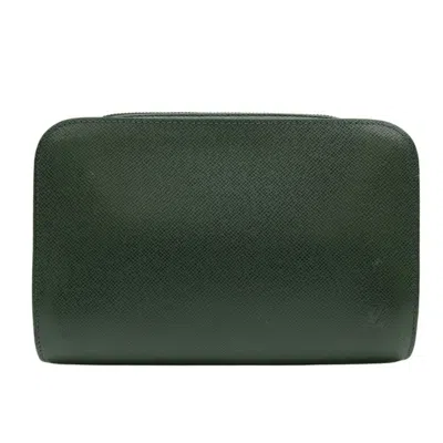 Pre-owned Louis Vuitton Dark Green Taiga Leather Clutch Bag ()