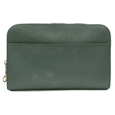 Pre-owned Louis Vuitton Dark Green Taiga Leather Clutch Bag ()