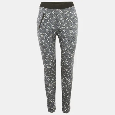 Pre-owned Louis Vuitton Dark Grey Monogram Print Leggings M In Gray
