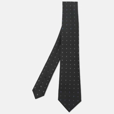Pre-owned Louis Vuitton Dark Grey Silk Lv Motif Neck Tie In Gray