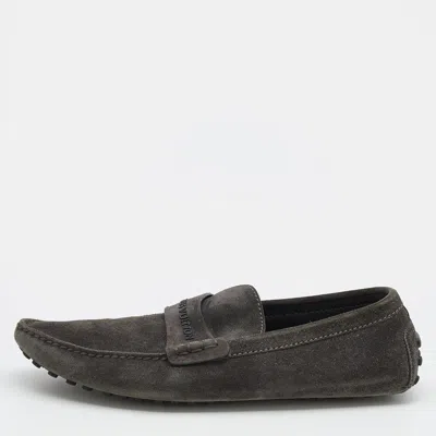 Pre-owned Louis Vuitton Dark Grey Suede Slip On Loafers Size 43