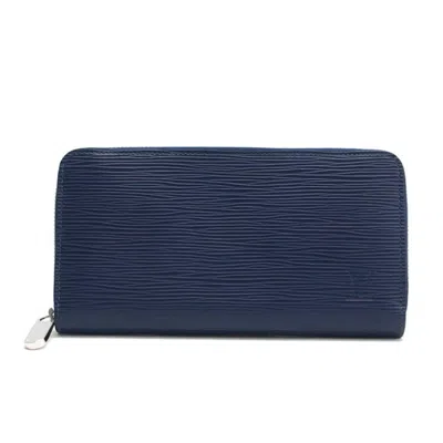 Pre-owned Louis Vuitton Dark Navy Epi Leather Long Wallet (bi-fold) () In Blue
