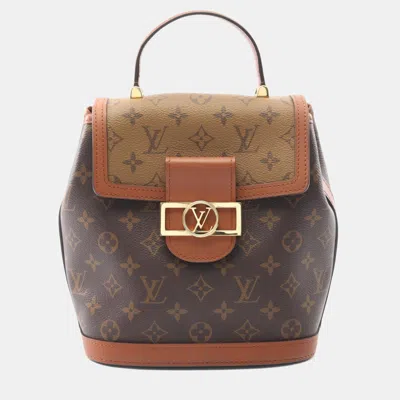 Pre-owned Louis Vuitton Dauphine Backpack Pvc-coated Canvas And Leather Monogram Reverse Brown