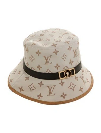 Pre-owned Louis Vuitton Dauphine Bucket Hat In White