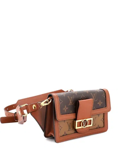 Pre-owned Louis Vuitton Dauphine Bumbag Reverse Monogram Canvas Belt Bag In Brown